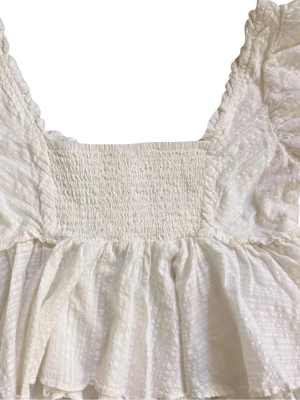 Free People Leave It To Me Top Babydoll Puff Sleeves  Small 100% Cotton